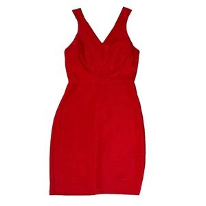 Teese Me V neck fitted bodycon red dress size Small S